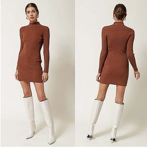 NWT Line & Dot Reiss Mini Dress In Color Chocolate Brown Size Large